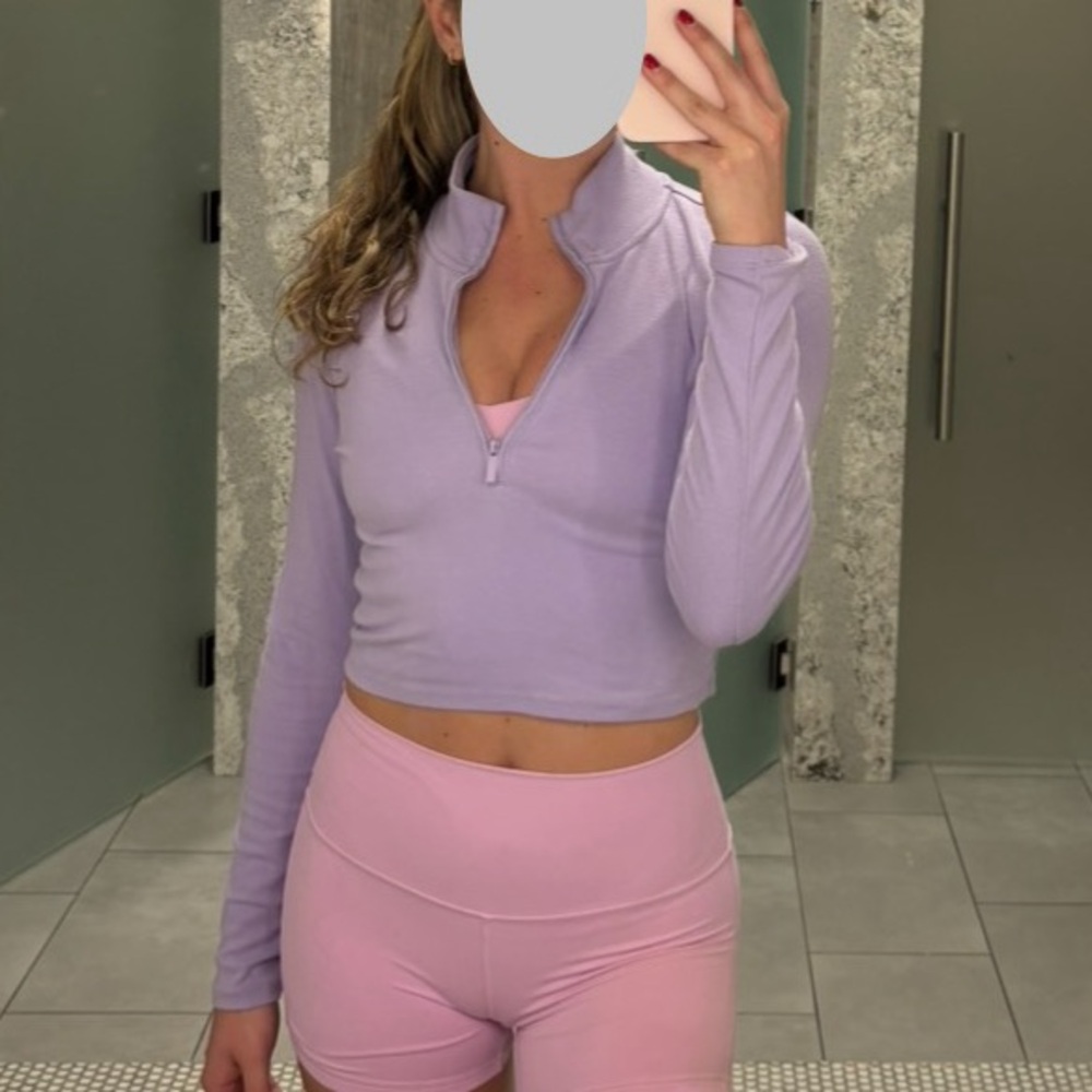 Aritzia Women's Lavender Long Sleeve Half Zip Top